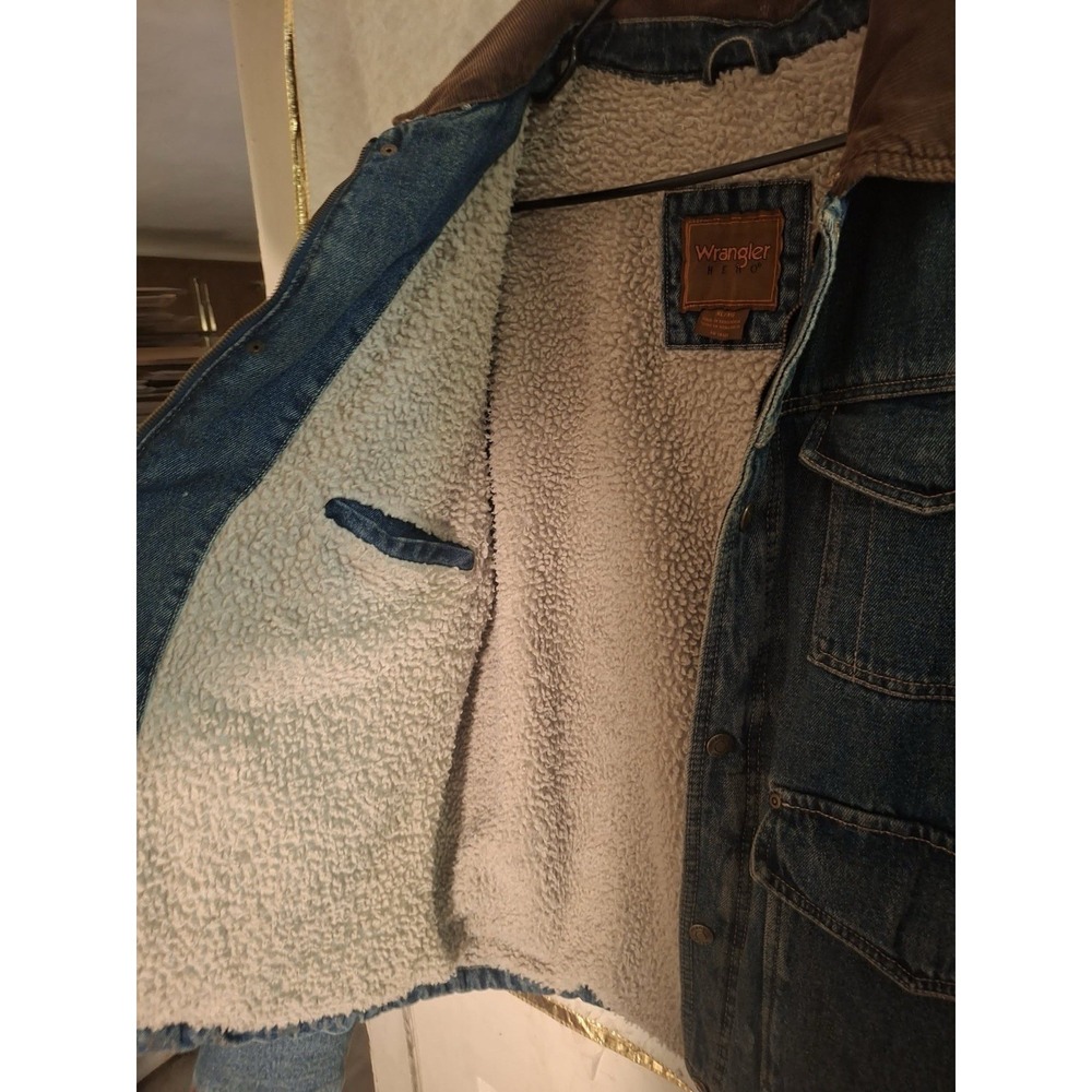 Vintage Wrangler Hero Size X Large Heavy Mens Denim Chore Jacket Cowboy Coat Kc - Picture 14 of 16